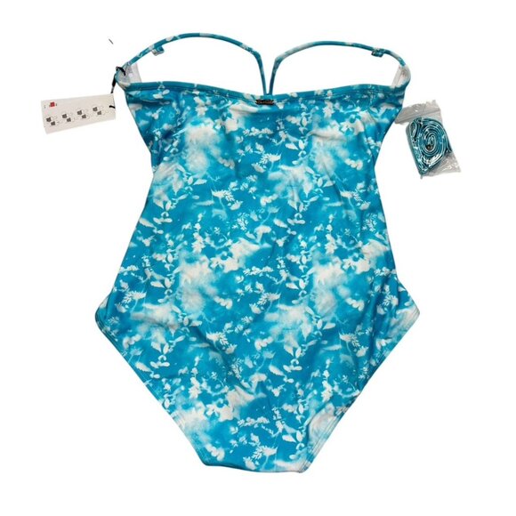 New Calvin Klein Swimwear 1 Piece Womens 12 Turquoise Floral Beach Travel Resort - Picture 4 of 7